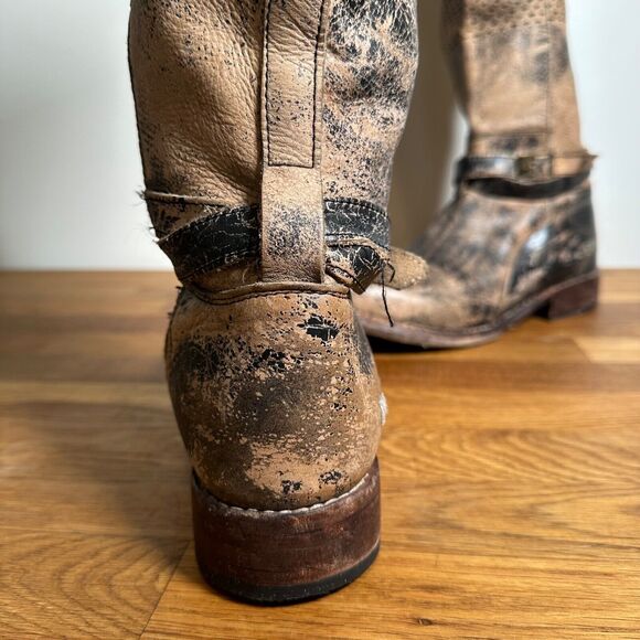 BedStu Biltmore Black Lux Riding Boots Women's 9.5 Distressed Brown Perforated - Picture 9 of 16